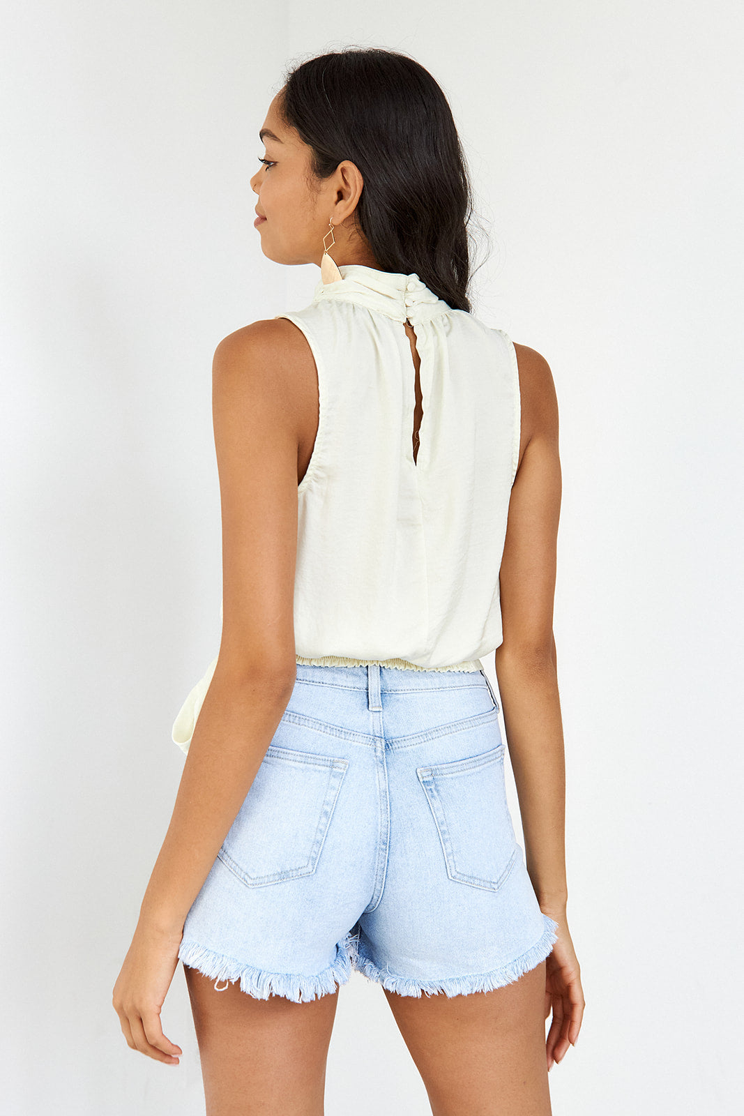 SALE- Crawford High Neck Tie Waist Blouse