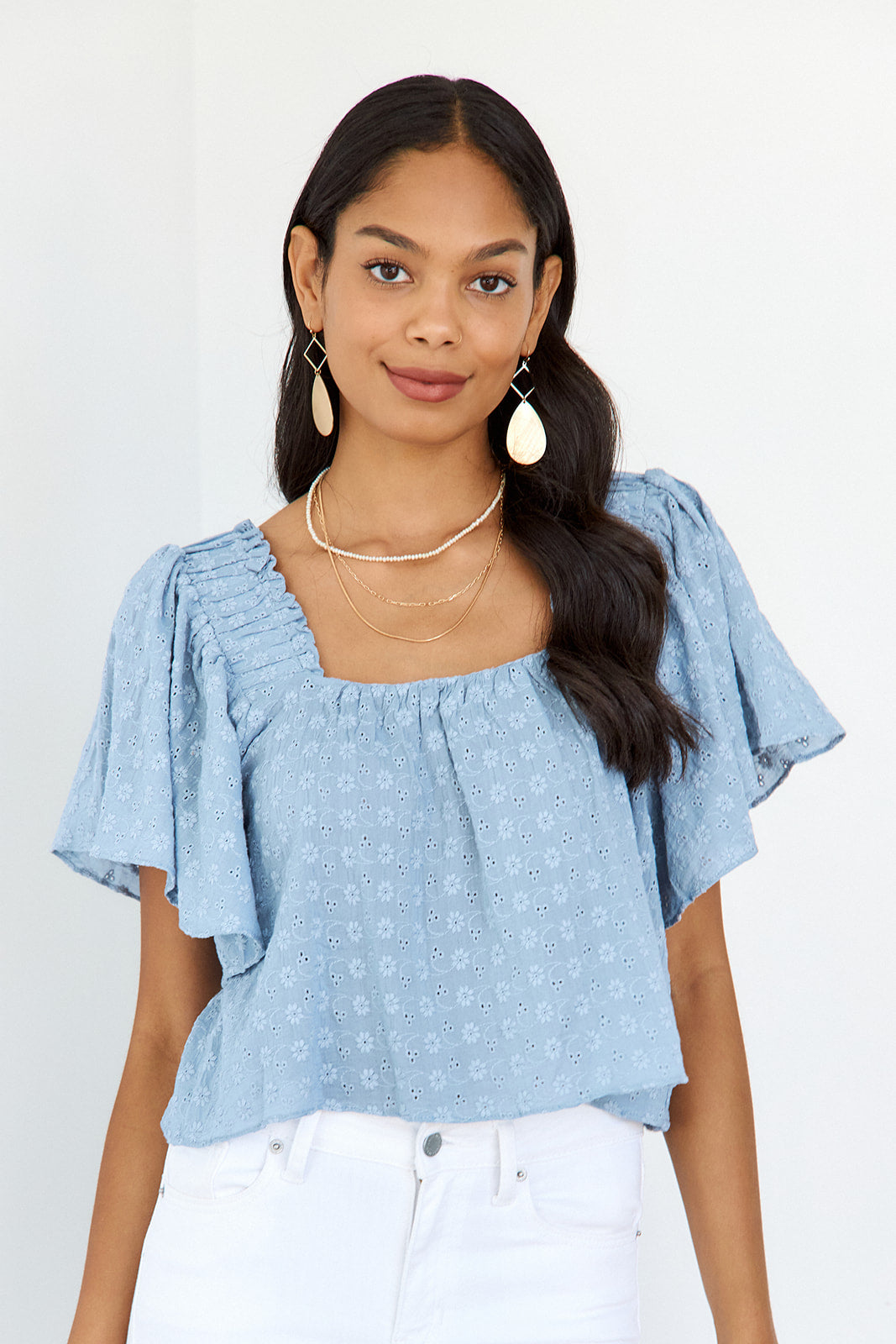 Haven Short Sleeve Eyelet Blouse