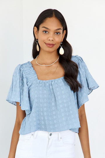 Haven Short Sleeve Eyelet Blouse