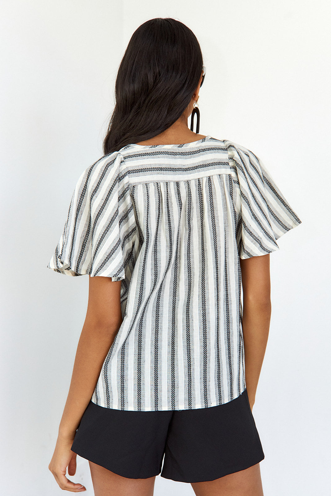 SALE - Denni Striped Front Tie Blouse