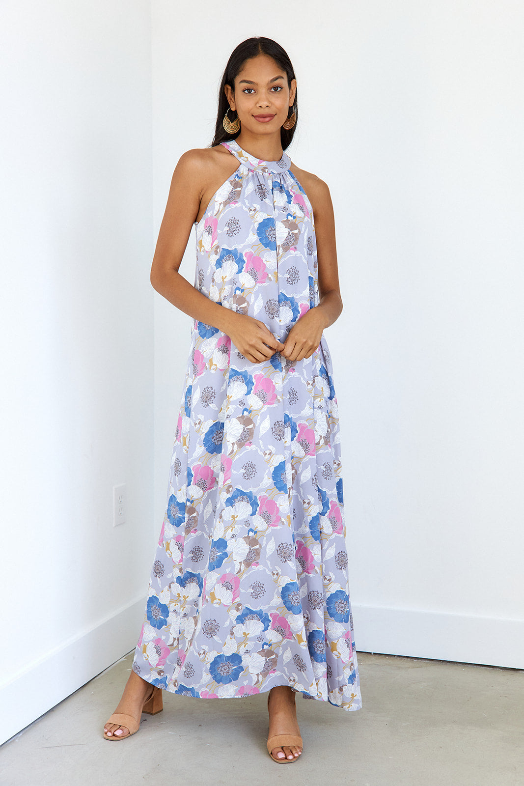 SALE- Sparta Floral High Neck Maxi Dress