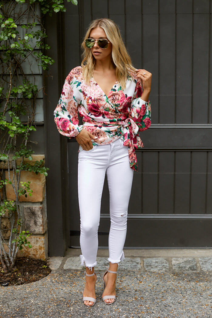 Mila Floral Printed Wrap Blouse