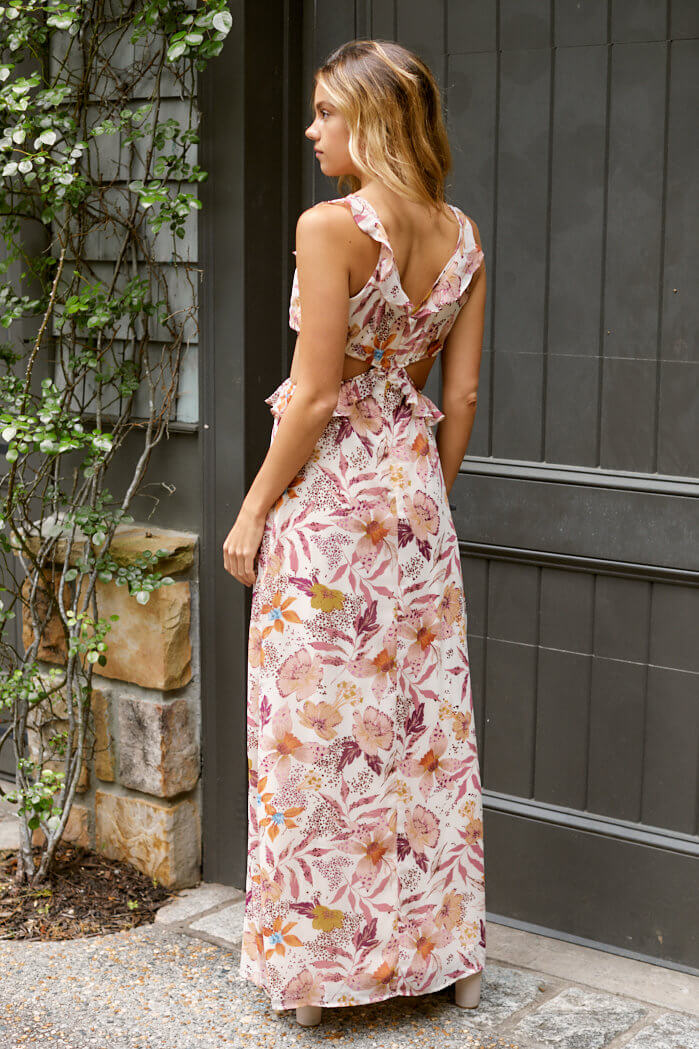 Archie Sleeveless Cut-Out Floral Maxi Dress