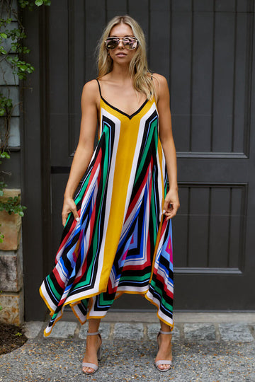 Eliza Geometric Print Handkerchief Dress