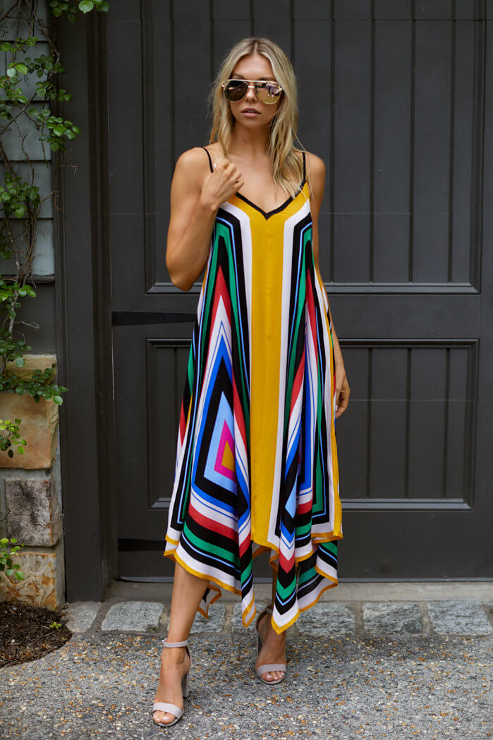 Eliza Geometric Print Handkerchief Dress