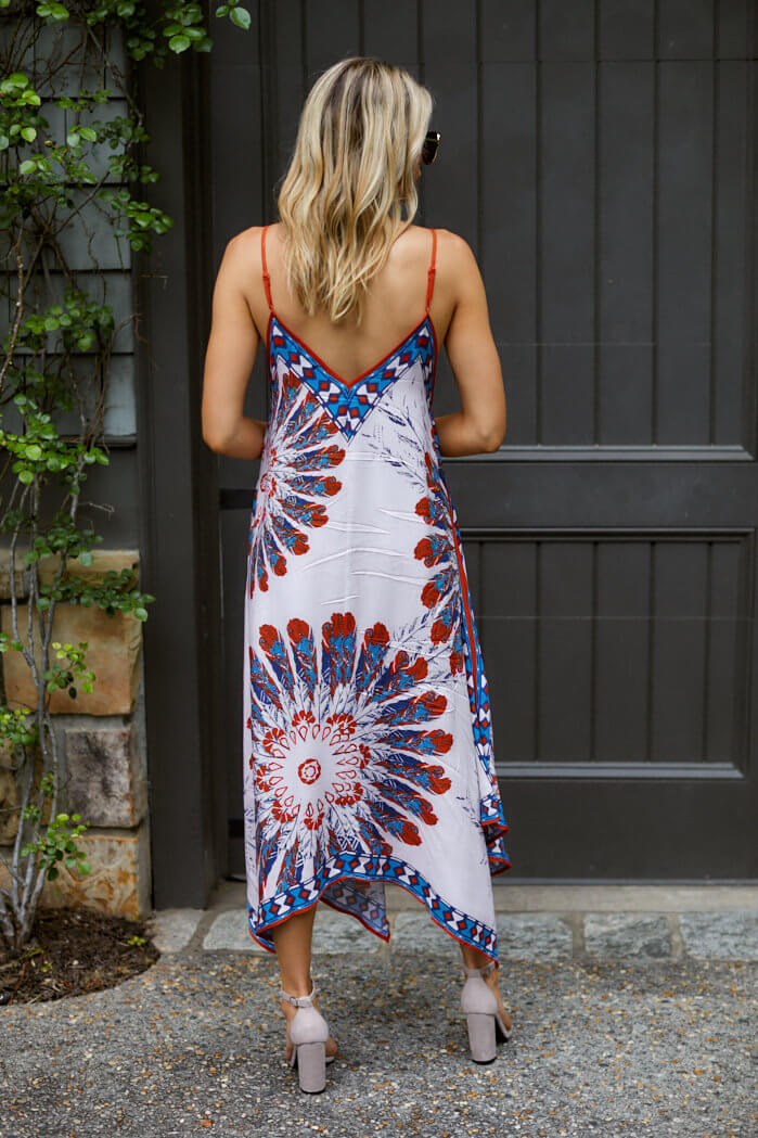 Sally Feather Print Handkerchief Dress
