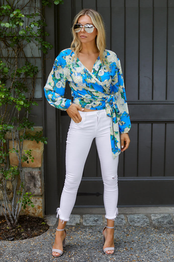 Mila Floral Printed Wrap Blouse