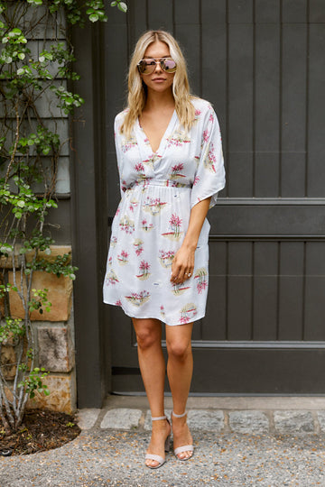 August Printed V Neck Dress