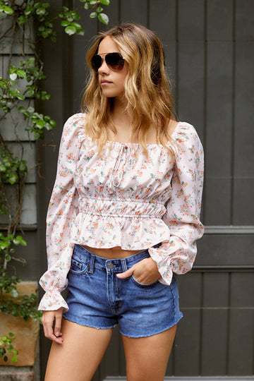 Carter Blush Floral Print Top