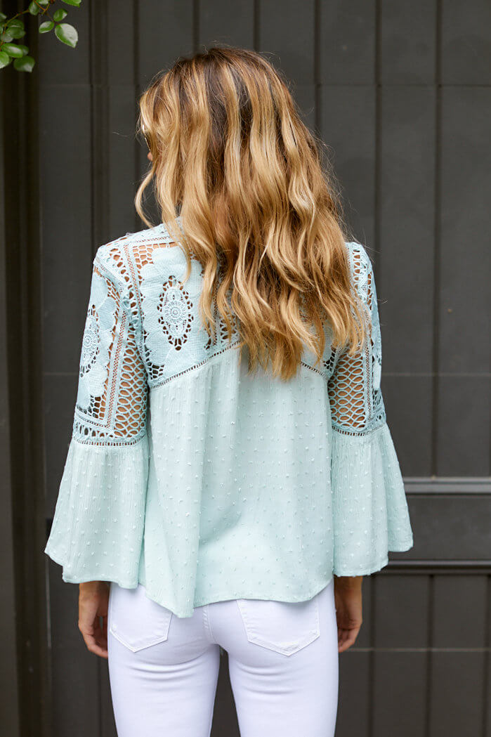 Mason Crochet Detail Long Sleeve Top