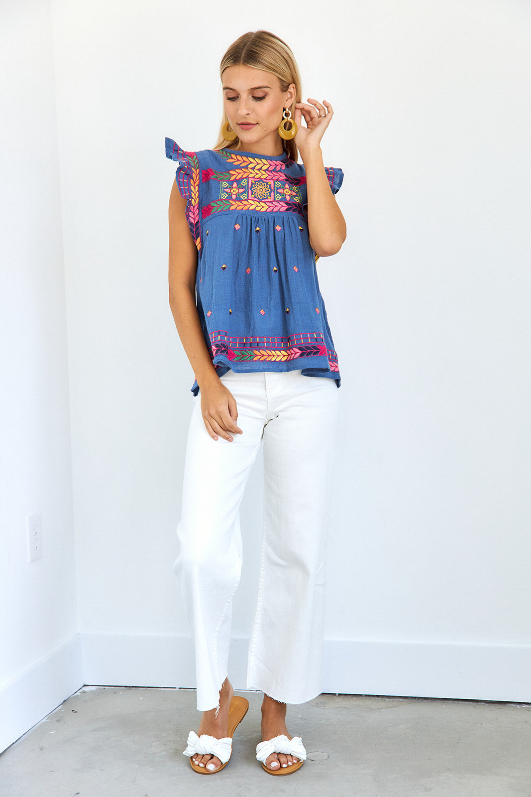 Ziva Embroidered Short Sleeve Blouse