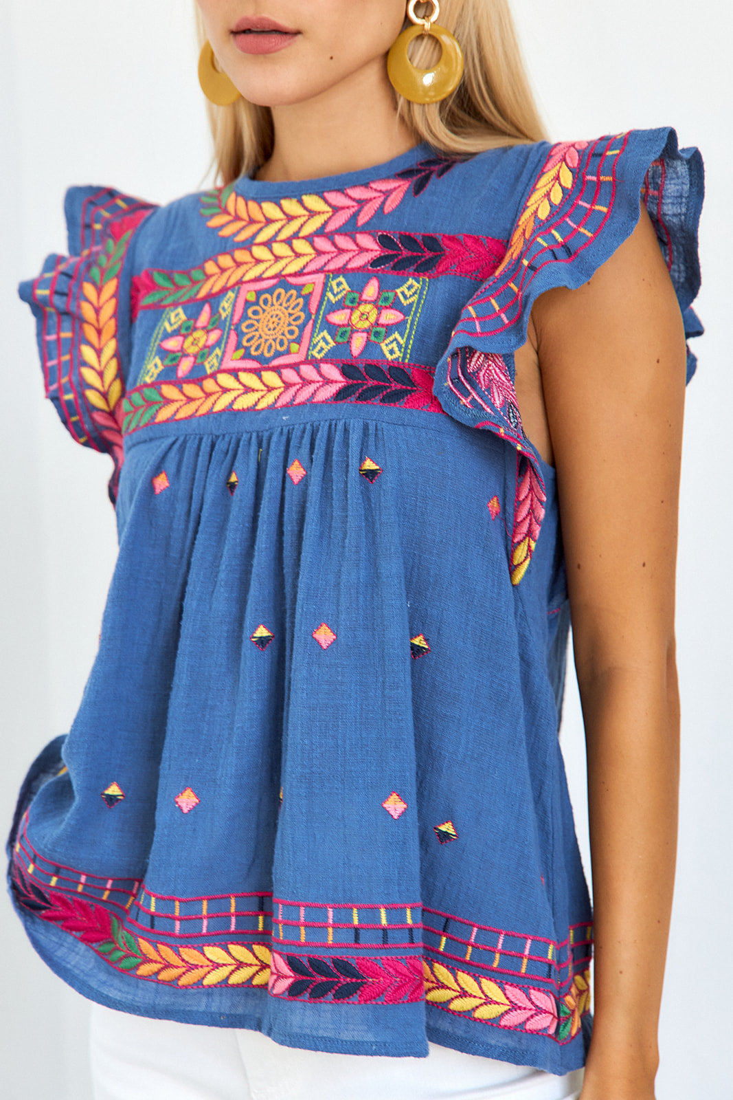 Ziva Embroidered Short Sleeve Blouse