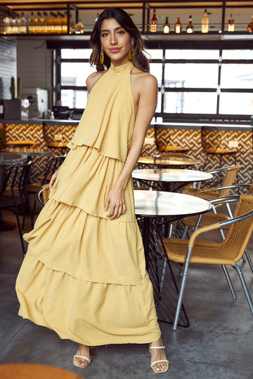 SALE - Arlo Halter Neck Tiered Maxi Dress