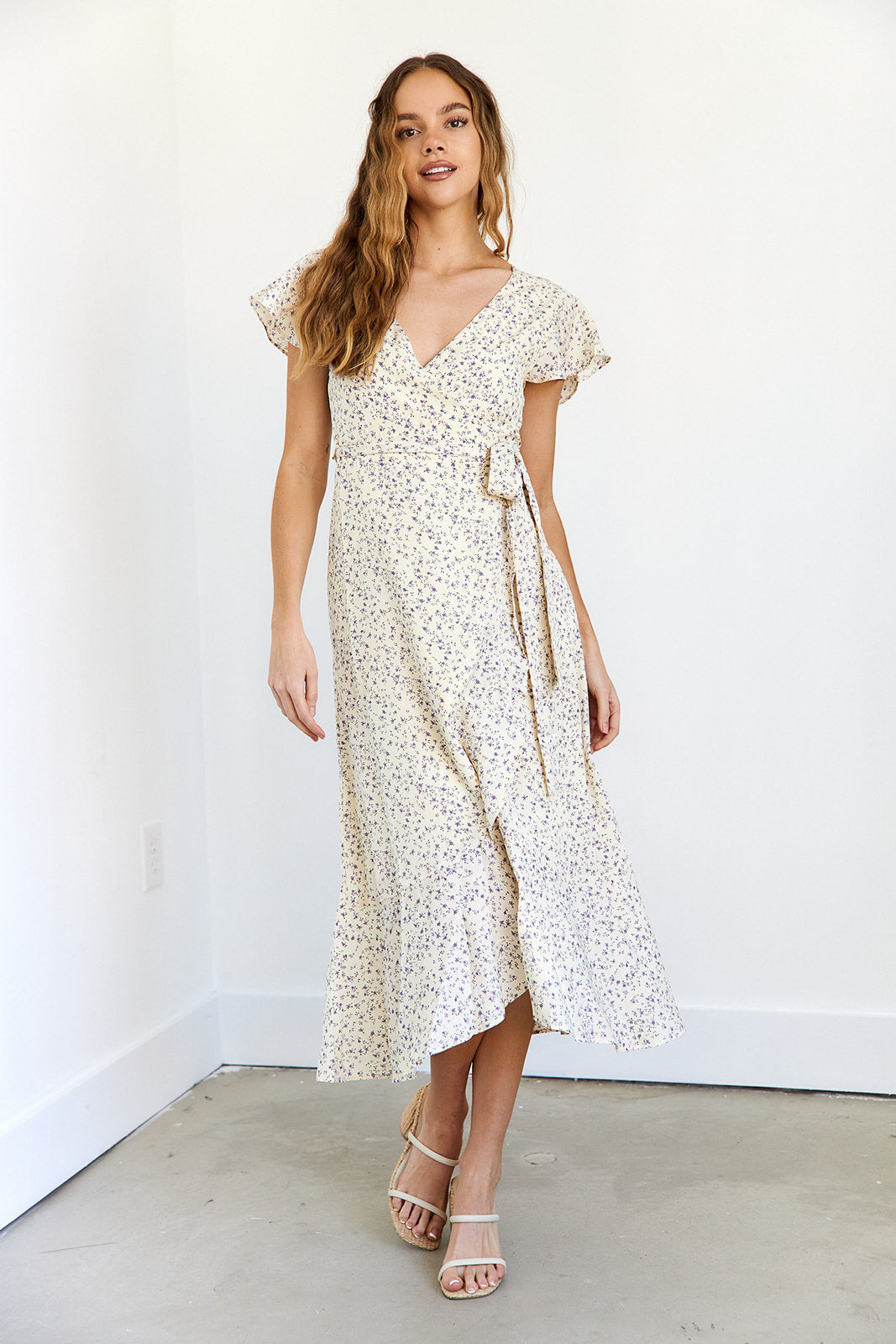 SALE- Sutton Printed Side Tie Midi Dress