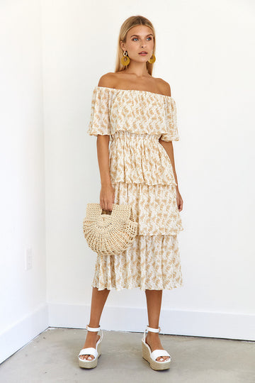 SALE- Maxine Tiered Off The Shoulder Midi Dress