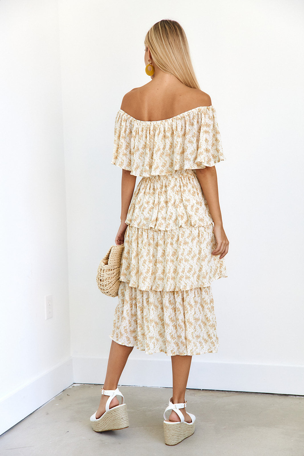 SALE- Maxine Tiered Off The Shoulder Midi Dress