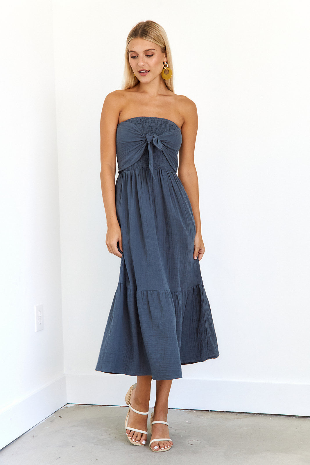 Sara Strapless Midi Dress