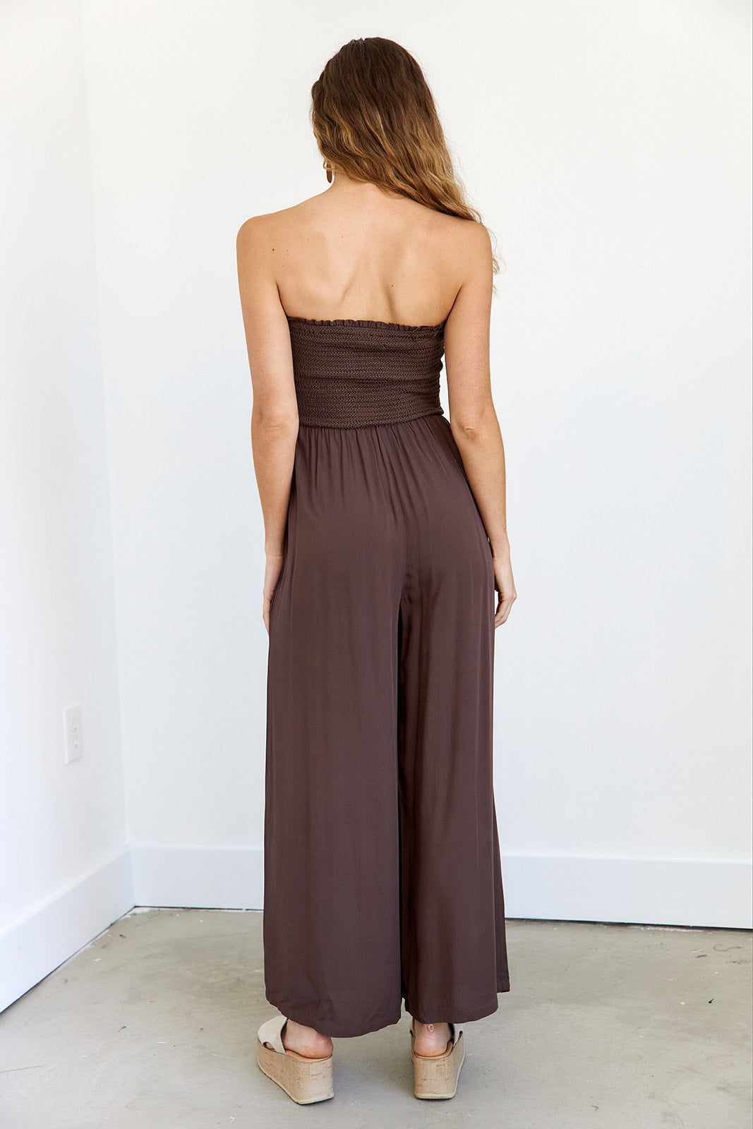 Ivy Front Tie Smocked Jumpsuit