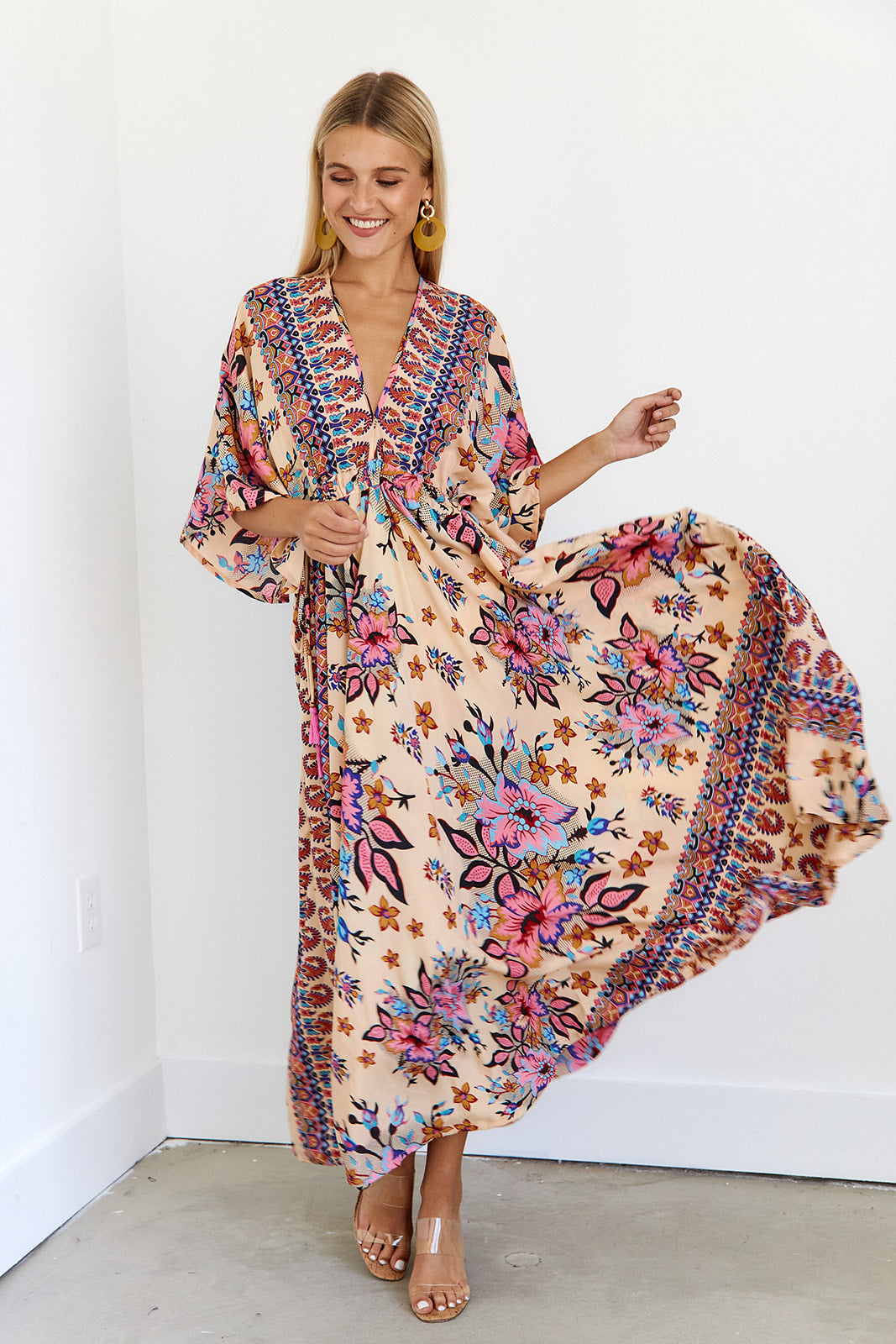 SALE -Gomez Floral Kimono Sleeve Maxi Dress