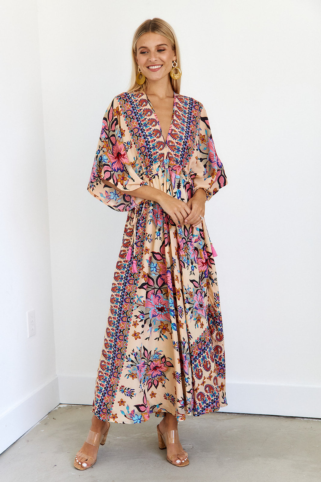 SALE -Gomez Floral Kimono Sleeve Maxi Dress