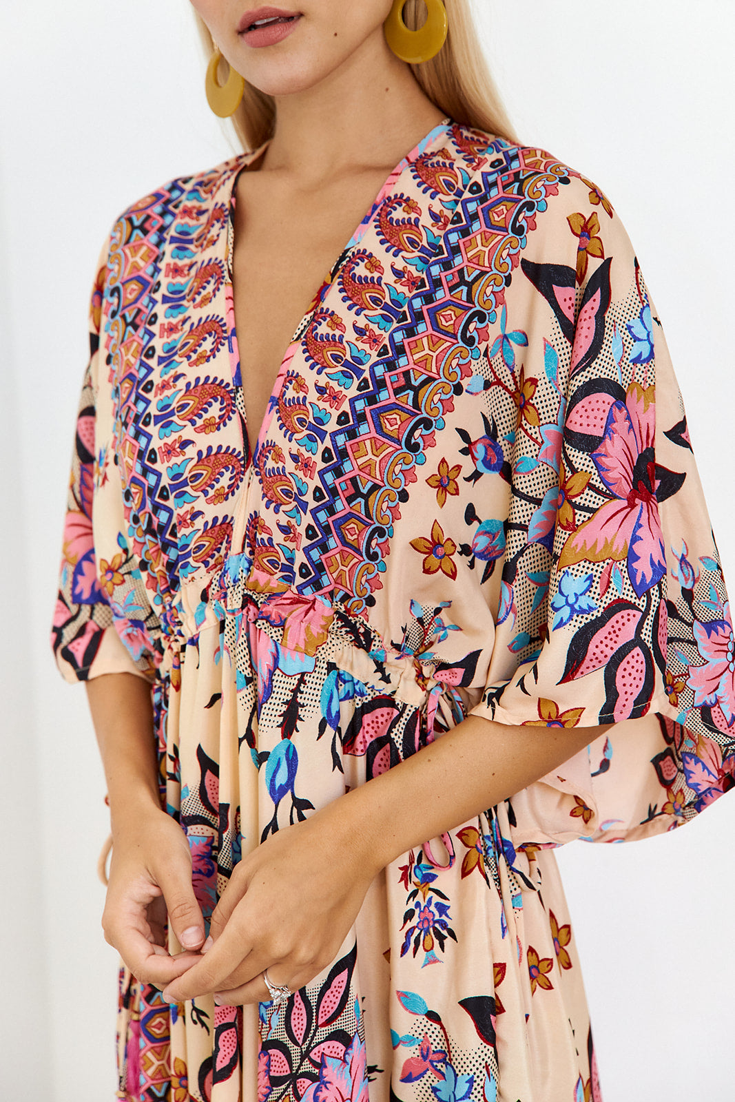 SALE -Gomez Floral Kimono Sleeve Maxi Dress