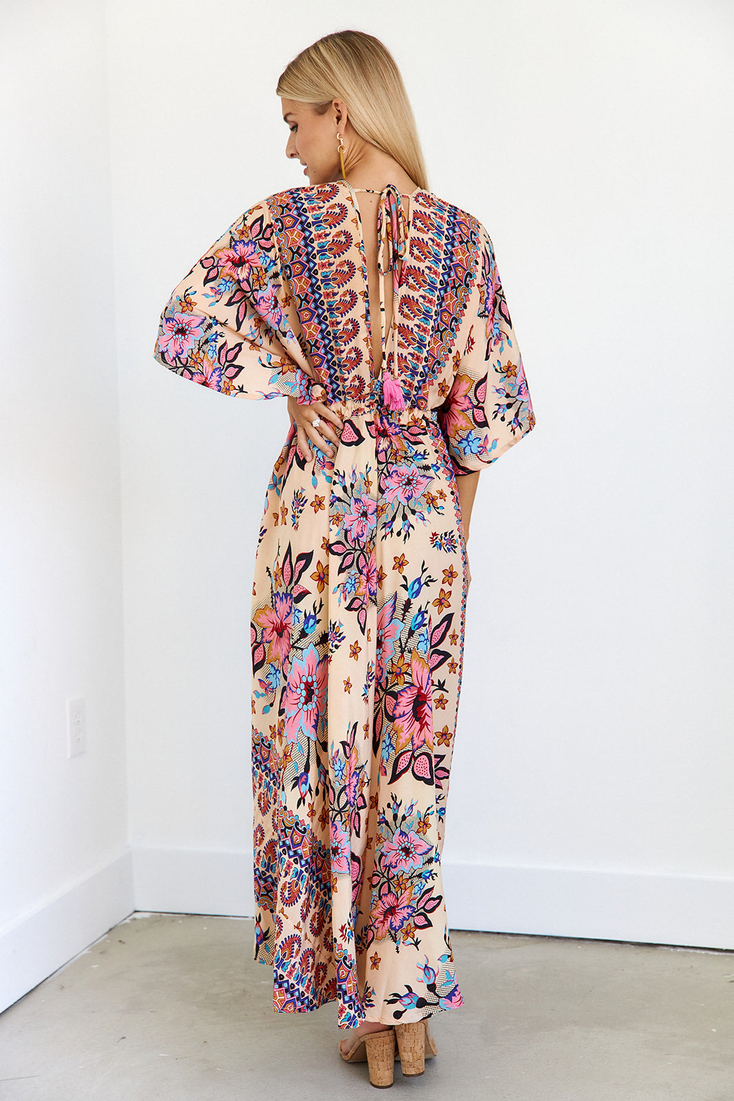 SALE -Gomez Floral Kimono Sleeve Maxi Dress