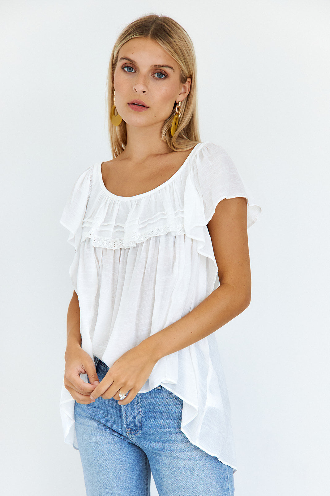 SALE- Cadi Ruffle Detail Knit Top