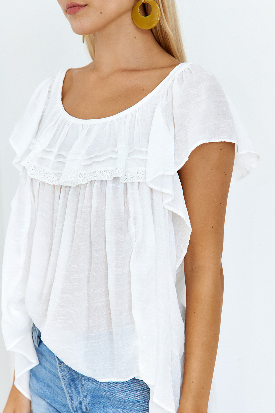 SALE- Cadi Ruffle Detail Knit Top