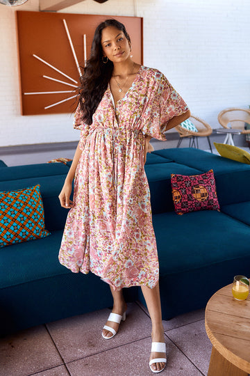 Tuscany Floral Kimono Sleeve Maxi Dress