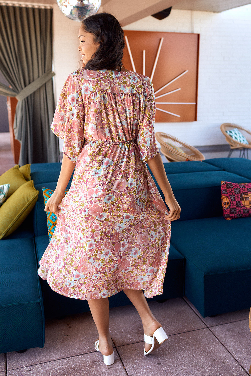 Tuscany Floral Kimono Sleeve Maxi Dress