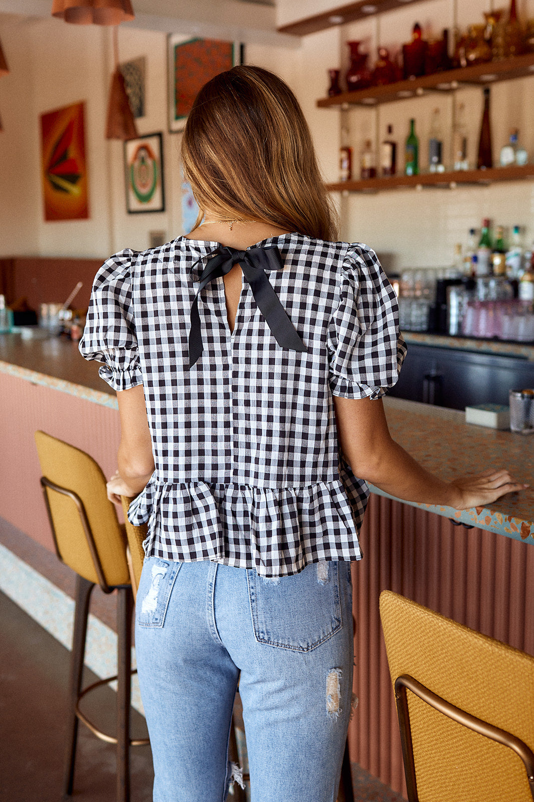 Immy Gingham Puff Sleeve Blouse