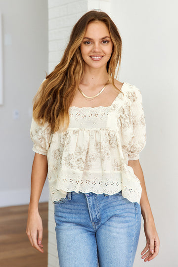 SALE- Elsie Eyelet Trim Top
