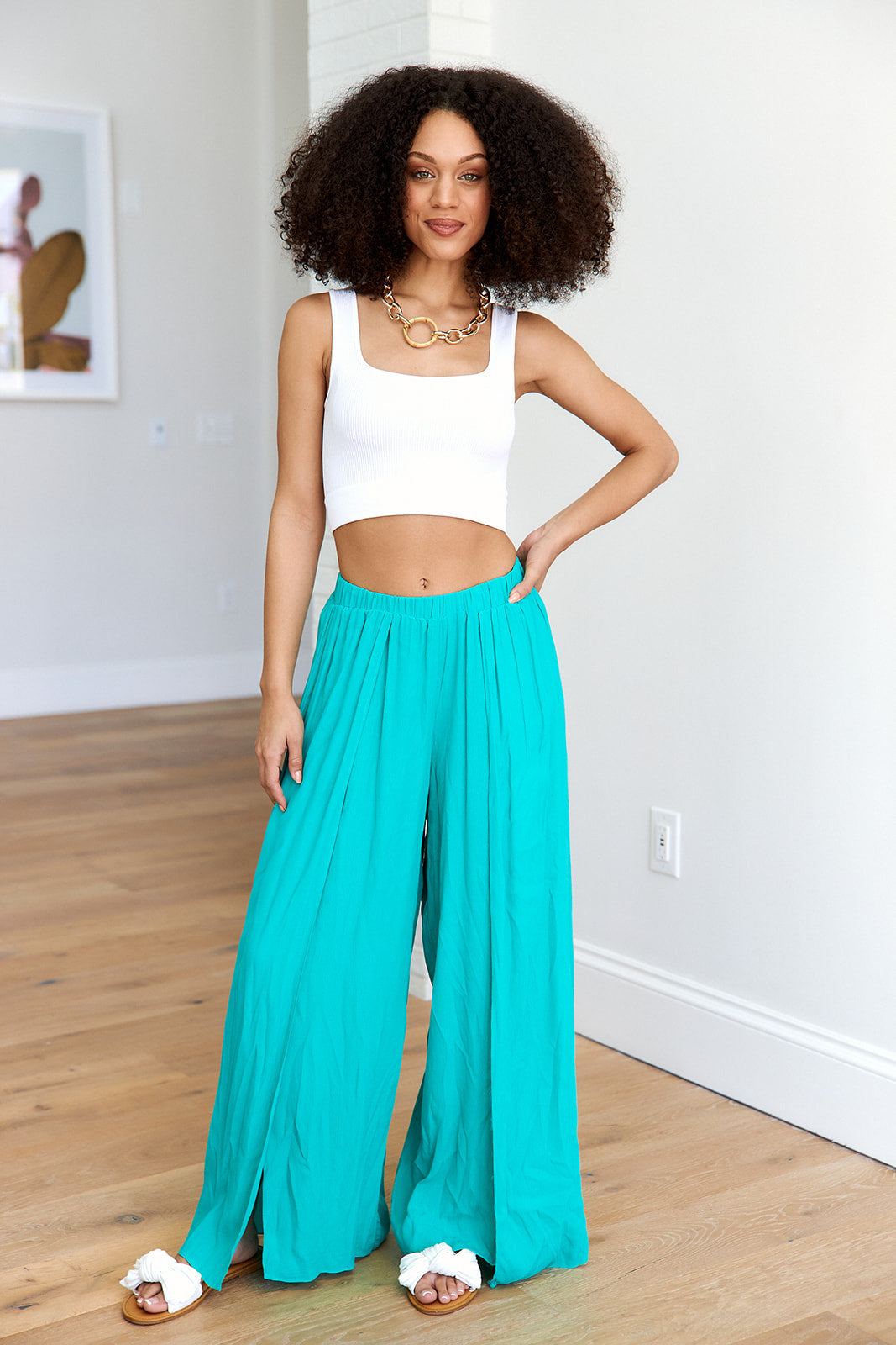 Jayce Wide Leg Front Slit Pants