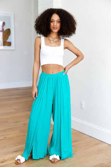 Jayce Wide Leg Front Slit Pants