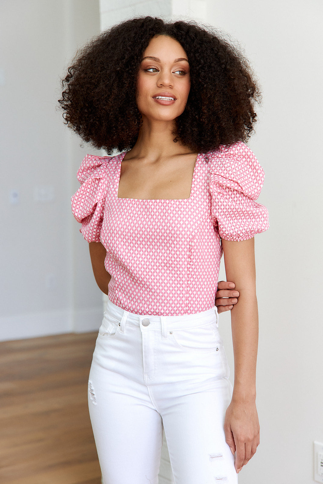 SALE - Zoie Printed Puff Sleeve Bodysuit