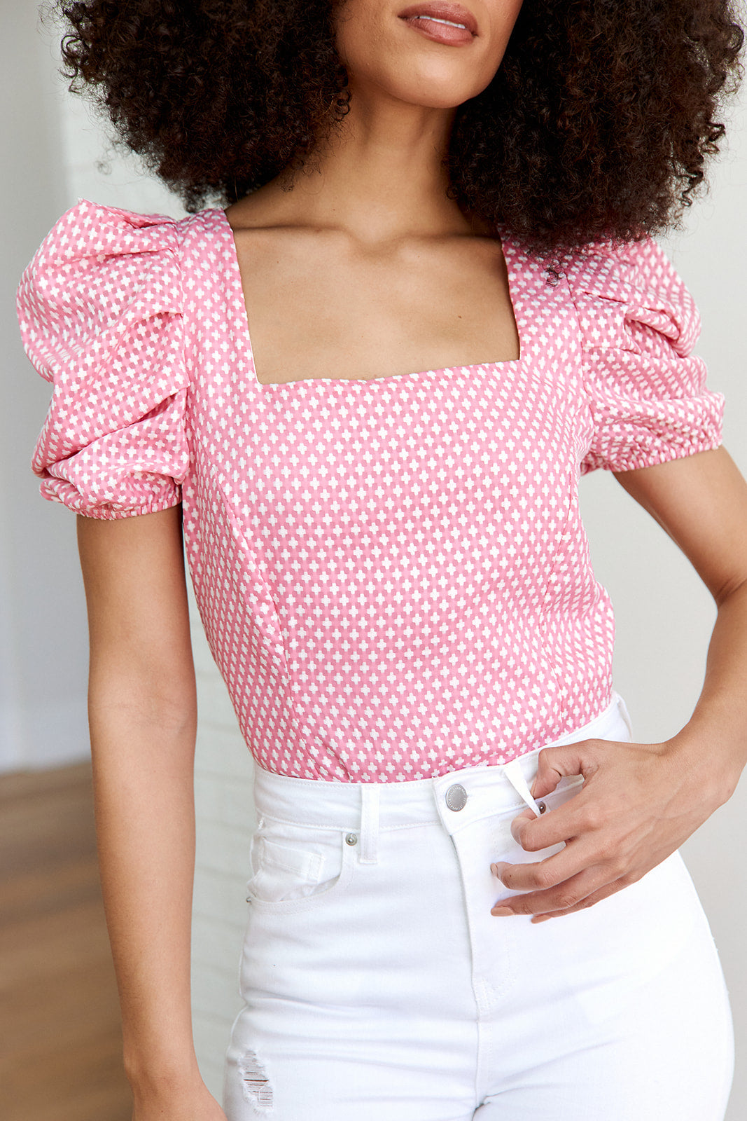 SALE - Zoie Printed Puff Sleeve Bodysuit
