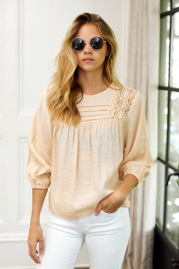 Remi Lace Detail Puff Sleeve Blouse