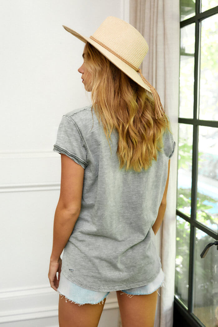 Avery Distressed V Neck Tee