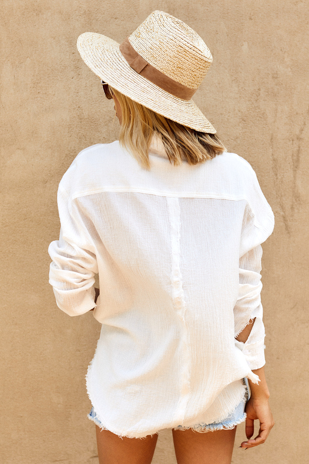 Dorsey Raw Edge Button Front Blouse