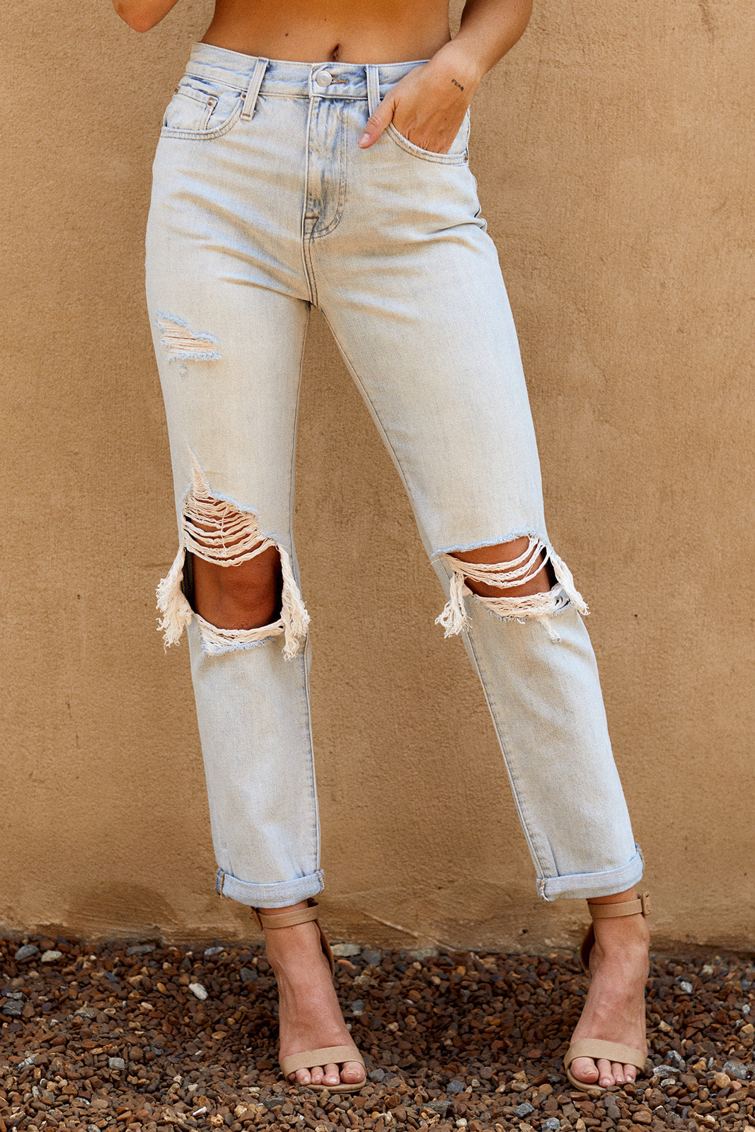 Pistola Presley Distressed Straight Leg Denim