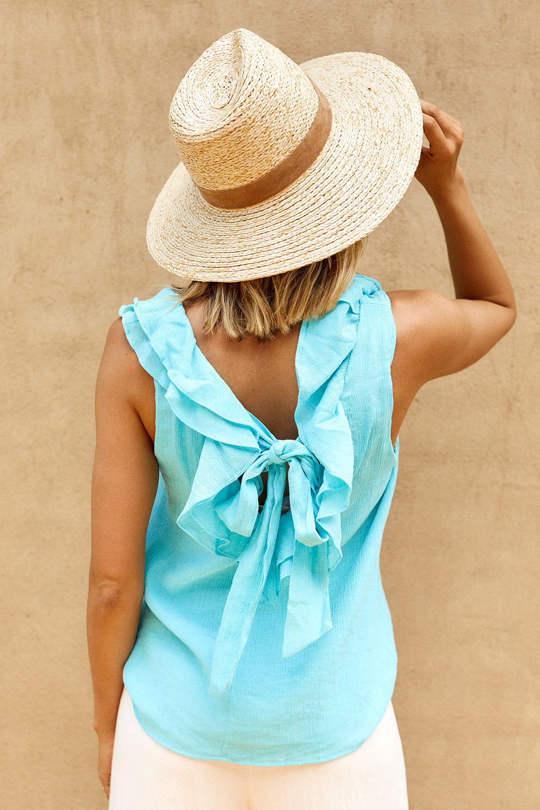 Lennon Ruffle Back Tie Detail Blouse