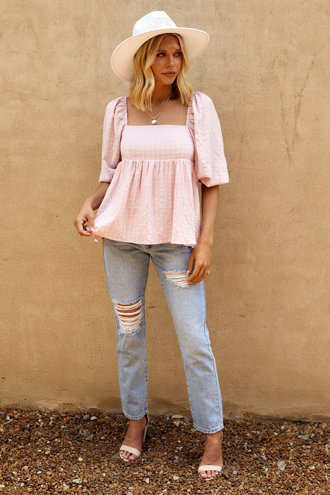 Leonor Gingham Puff Sleeve Blouse