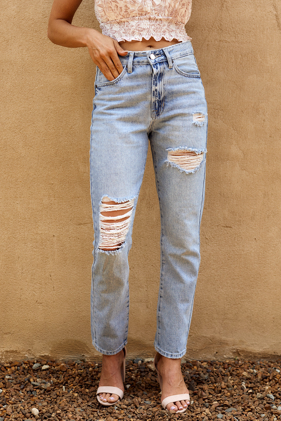 Newport Distressed Girlfriend Denim