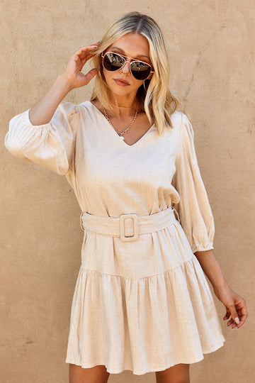 Lirio Belted Puff Sleeve Dress