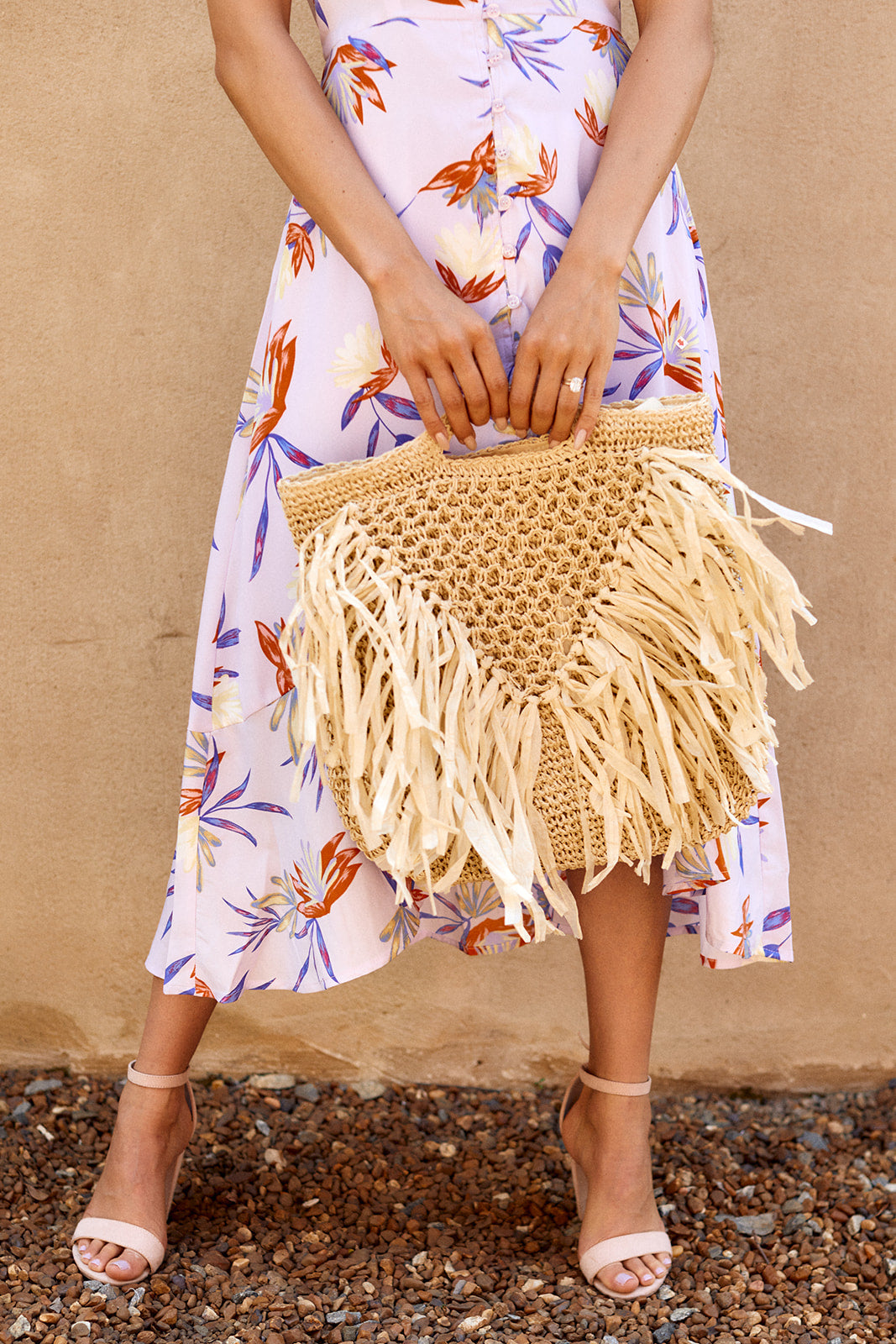 Azure Woven Fringe Bag