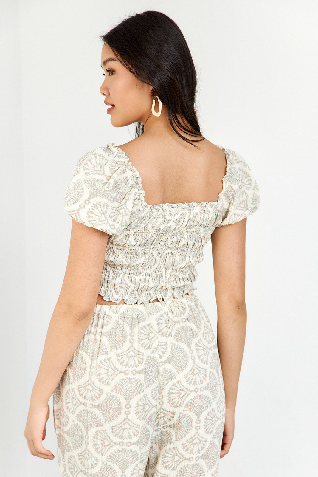 SALE- Penny Front Tie Ruched Crop Top