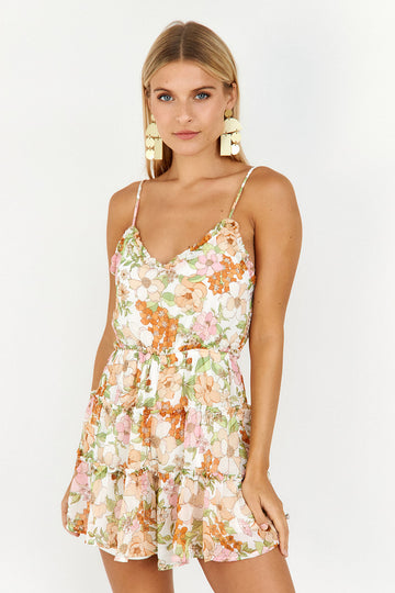 SALE - Caprice Tiered Floral Strappy Romper
