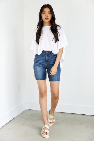 SALE- Madi High Rise Raw Hem Denim Short