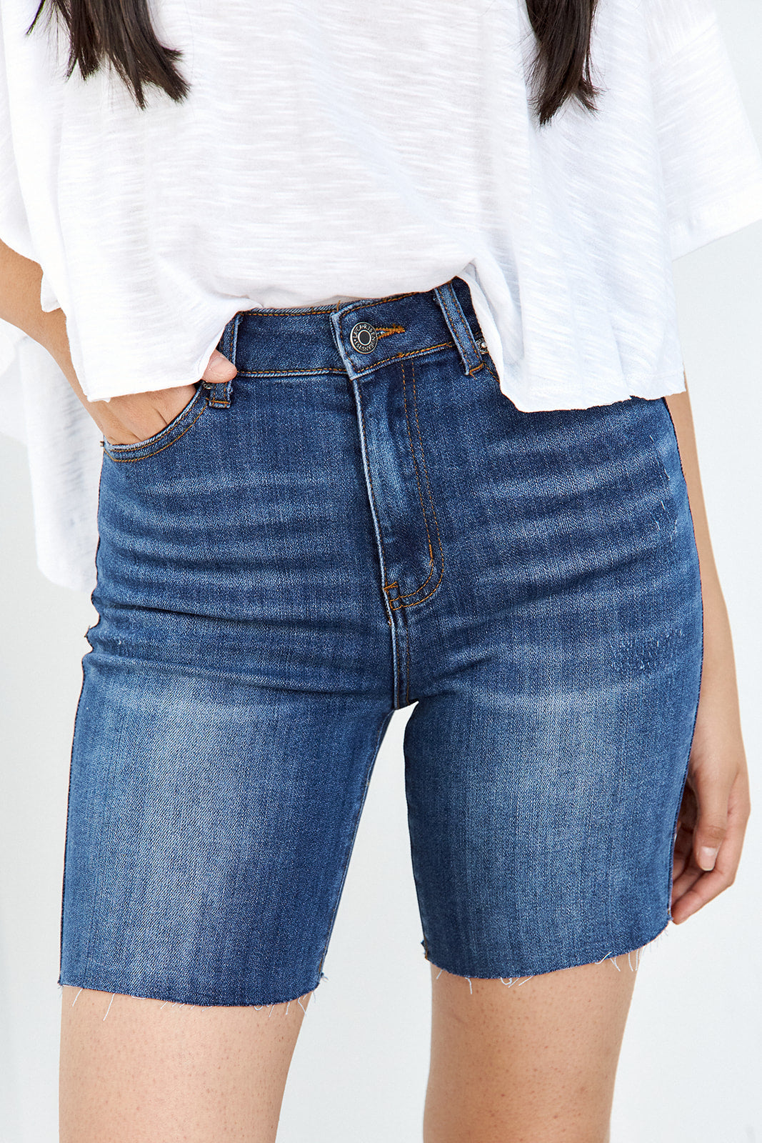SALE- Madi High Rise Raw Hem Denim Short