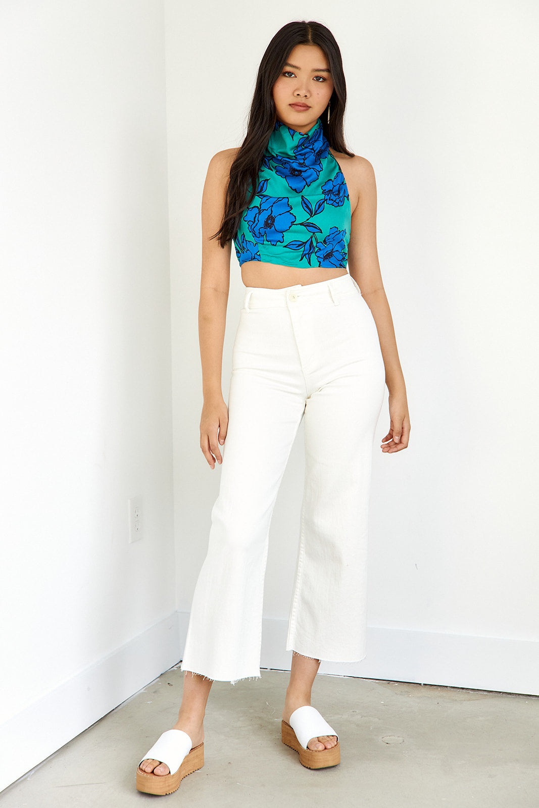 SALE- Emery Floral Halter Crop Top